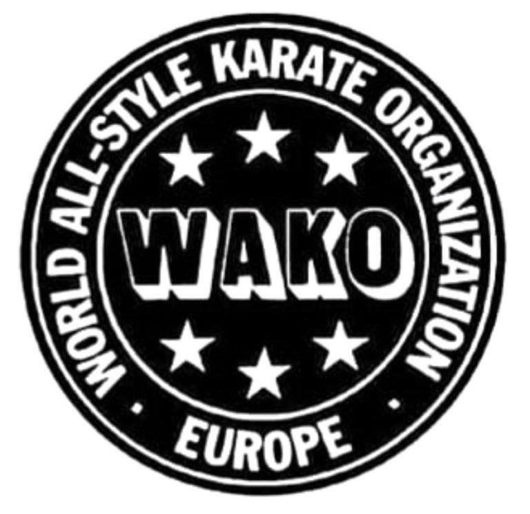 WAKO Logo Logo der WAKO (World All-Style Karate Organization) Europa mit Sternen.